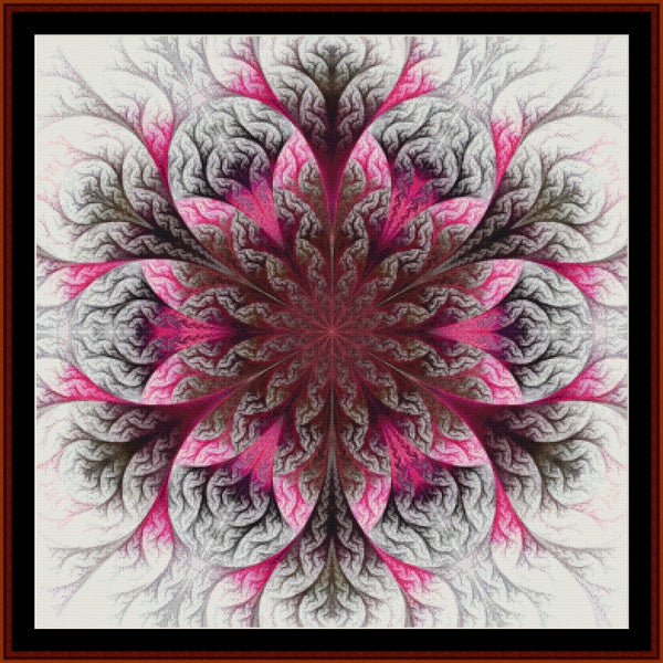 Fractal  Counted Cross Stitch Pattern by Cross Stitch Collectibles with pink and gray patterns on a white background