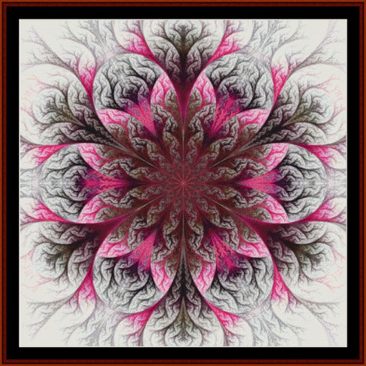 Fractal  Counted Cross Stitch Pattern by Cross Stitch Collectibles with pink and gray patterns on a white background