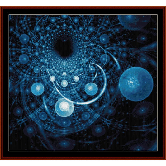 Abstract blue and black fractal Counted Cross Stitch Pattern by Cross Stitch Collectibles with swirling patterns