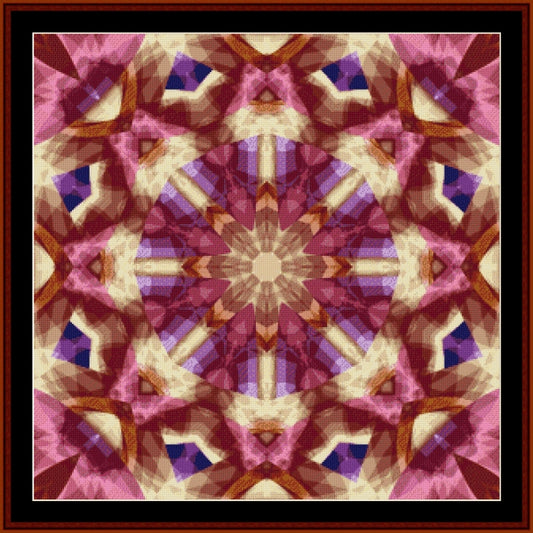 Mandala Counted Cross Stitch Pattern by Cross Stitch Collectibles with pink, purple, and brown colors
