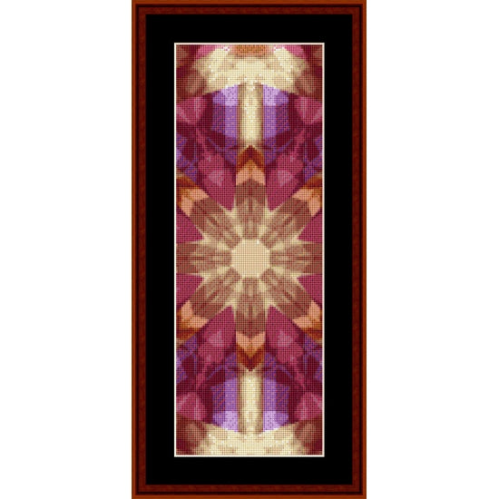 Counted Cross Stitch Pattern by Cross Stitch Collectibles with geometric patterns in red, orange, and purple