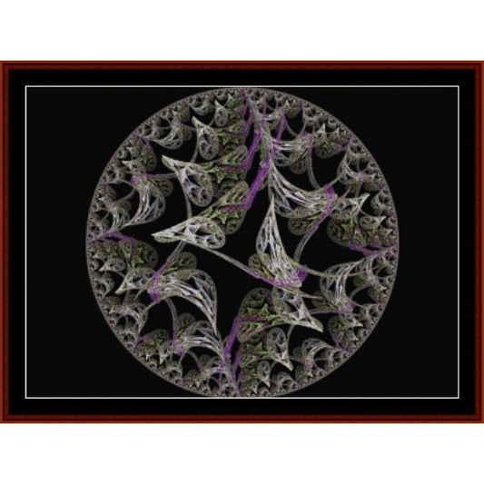 abstract art Counted Cross Stitch Pattern by Cross Stitch Collectibles with intricate patterns on a black background
