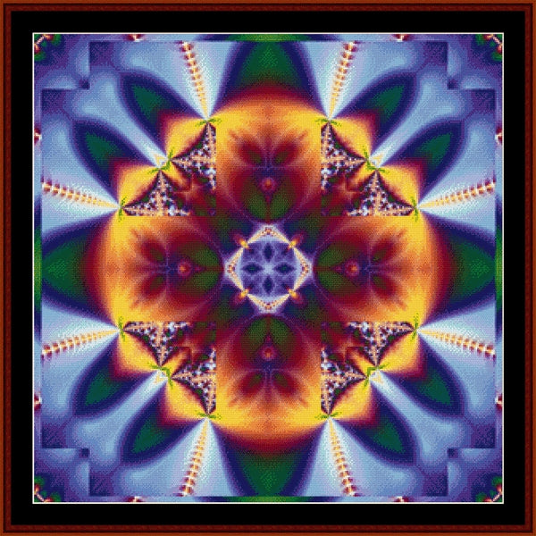 Colorful geometric Counted Cross Stitch Pattern by Cross Stitch Collectibles with a central star design