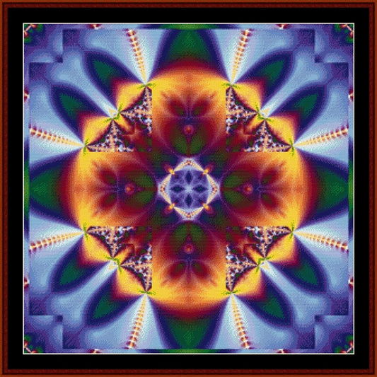 Colorful geometric Counted Cross Stitch Pattern by Cross Stitch Collectibles with a central star design