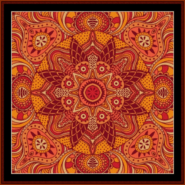 Ornate Counted Cross Stitch Pattern by Cross Stitch Collectibles with red and orange colors