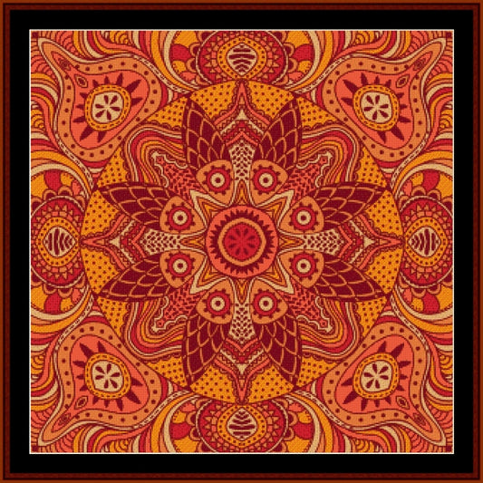 Ornate Counted Cross Stitch Pattern by Cross Stitch Collectibles with red and orange colors