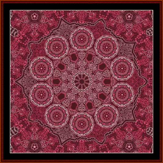 Red and black mandala Counted Cross Stitch Pattern by Cross Stitch Collectibles with intricate design