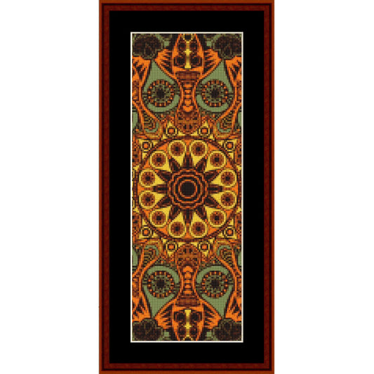 Counted Cross Stitch Pattern by Cross Stitch Collectibles with geometric pattern in orange, green, and black