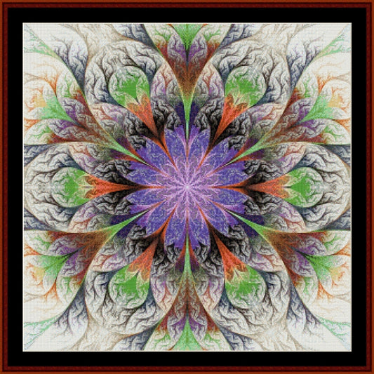 Colorful fractal Counted Cross Stitch Pattern by Cross Stitch Collectibles with a star-like pattern