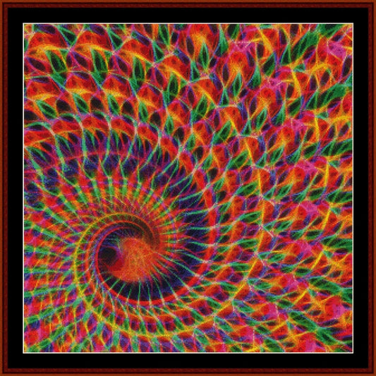 Colorful spiral Counted Cross Stitch Pattern by Cross Stitch Collectibles with vibrant colors 