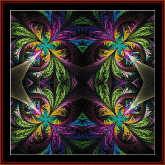 Colorful fractal Counted Cross Stitch Pattern by Cross Stitch Collectibles with a black background