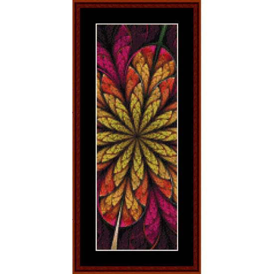 Colorful leaf Counted Cross Stitch Pattern Bookmark by Cross Stitch Collectibles