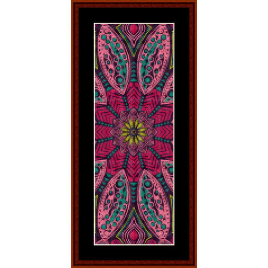 mandala Counted Cross Stitch Pattern by Cross Stitch Collectibles with a pink and green floral pattern