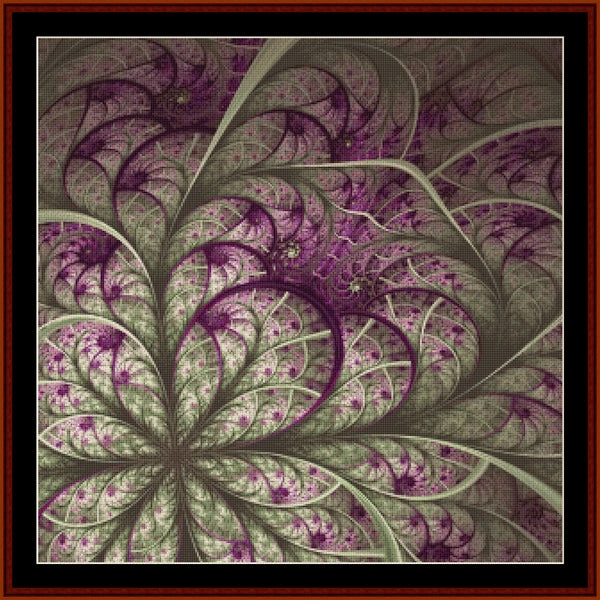Fractal Counted Cross Stitch Pattern by Cross Stitch Collectibles with purple and green patterns