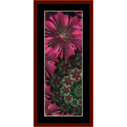 Floral Counted Cross Stitch Pattern by Cross Stitch Collectibles of a pink and green abstract design