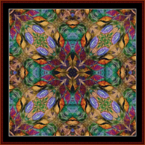 Colorful abstract Counted Cross Stitch Pattern by Cross Stitch Collectibles with a central design