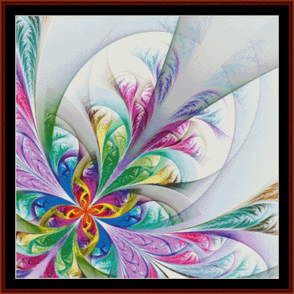 Colorful abstract spiral Counted Cross Stitch Pattern by Cross Stitch Collectibles with a white background