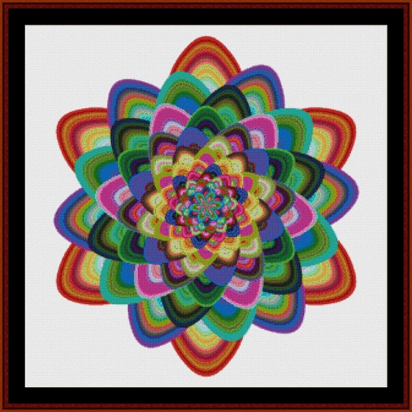 Colorful concentric circular Counted Cross Stitch Pattern by Cross Stitch Collectibles on a white background