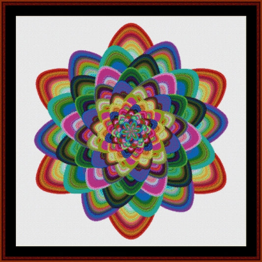 Colorful concentric circular Counted Cross Stitch Pattern by Cross Stitch Collectibles on a white background
