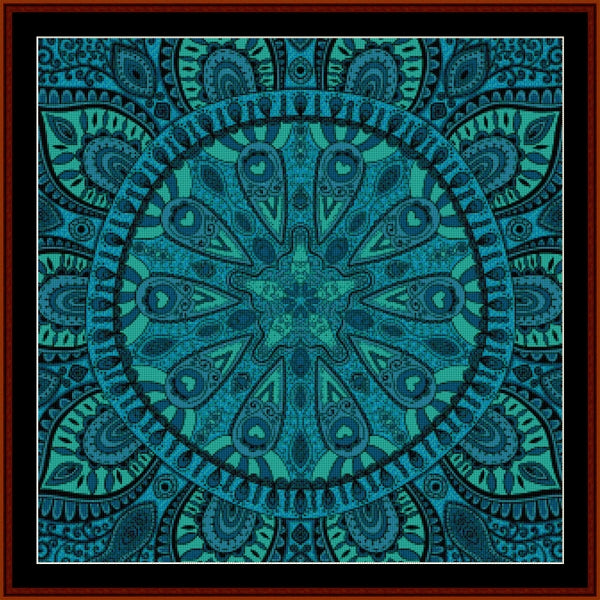 Teal mandala Counted Cross Stitch Pattern by Cross Stitch Collectibles 