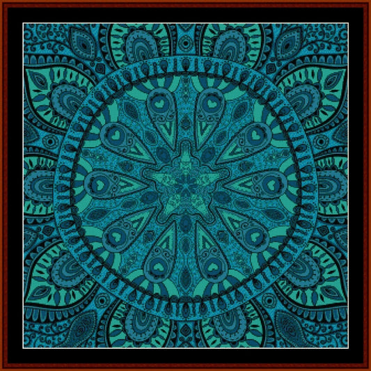 Teal mandala Counted Cross Stitch Pattern by Cross Stitch Collectibles 