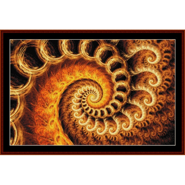 Counted Cross Stitch Pattern by Cross Stitch Collectibles of a spiral design with warm colors 