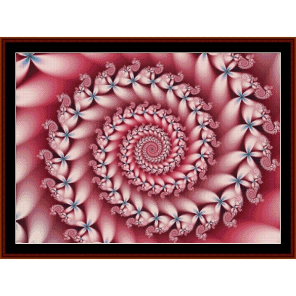 Counted Cross Stitch Pattern by Cross Stitch Collectibles of a pink and blue spiral pattern