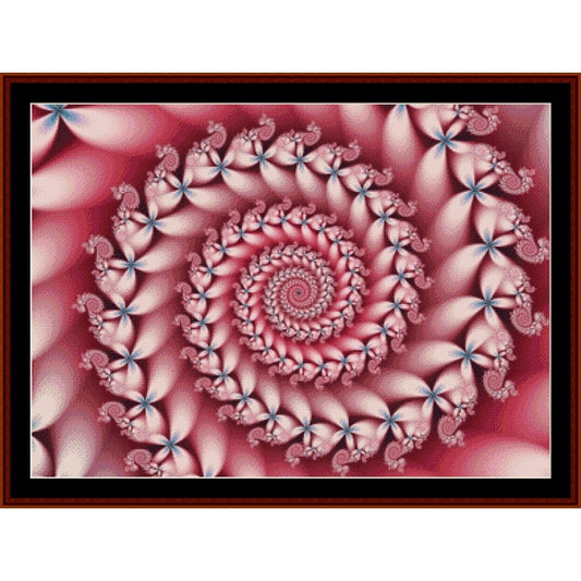 Counted Cross Stitch Pattern by Cross Stitch Collectibles of a pink and blue spiral pattern