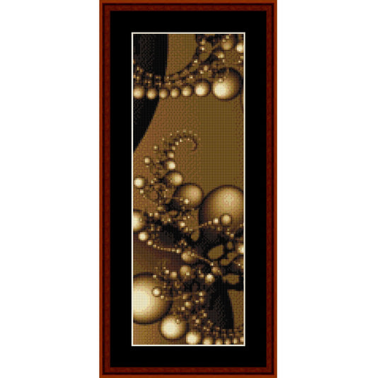 Decorative Counted Cross Stitch Pattern by Cross Stitch Collectibles with abstract design of bubbles on a brown background.