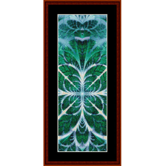 Decorative Counted Cross Stitch Pattern by Cross Stitch Collectibles with green and white leaf design
