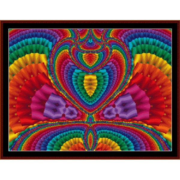 Colorful abstract Counted Cross Stitch Pattern by Cross Stitch Collectibles with concentric circles and geometric shapes 