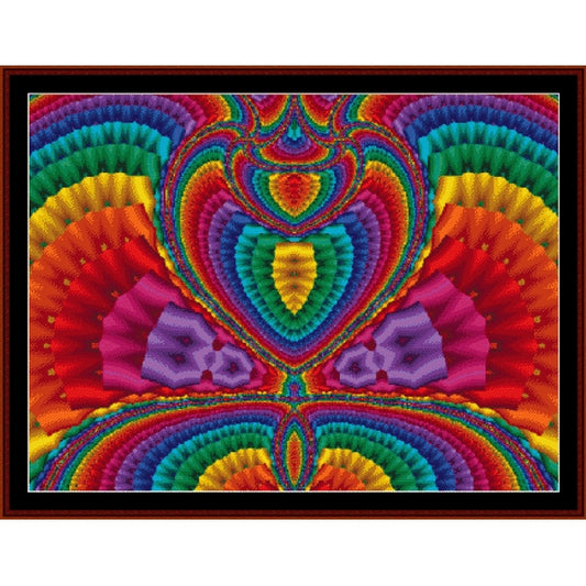 Colorful abstract Counted Cross Stitch Pattern by Cross Stitch Collectibles with concentric circles and geometric shapes 