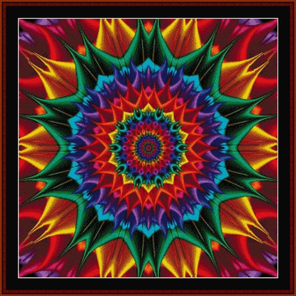 Colorful mandala with a star-like design Counted Cross Stitch Pattern by Cross Stitch Collectibles