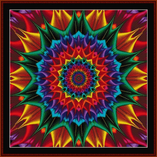Colorful mandala with a star-like design Counted Cross Stitch Pattern by Cross Stitch Collectibles