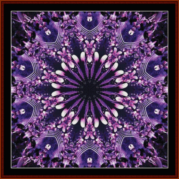 Mandala Counted Cross Stitch Pattern by Cross Stitch Collectibles with purple and black colors