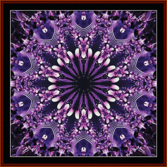 Mandala Counted Cross Stitch Pattern by Cross Stitch Collectibles with purple and black colors