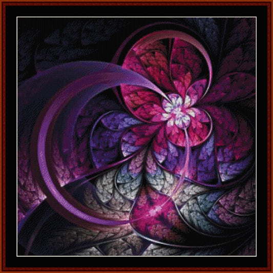 Colorful abstract spiral Counted Cross Stitch Pattern by Cross Stitch Collectibles with a dark background