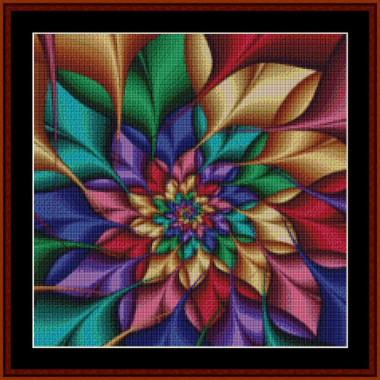 Colorful abstract Counted Cross Stitch Pattern by Cross Stitch Collectibles with a spiral pattern