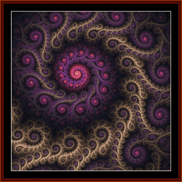 Fractal Counted Cross Stitch Pattern by Cross Stitch Collectibles  with purple and pink swirls