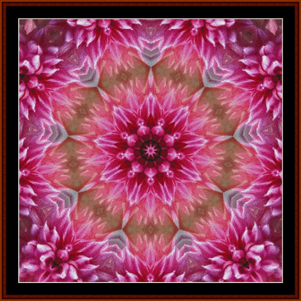Mandala Counted Cross Stitch Pattern by Cross Stitch Collectibles with pink flowers