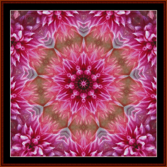 Mandala Counted Cross Stitch Pattern by Cross Stitch Collectibles with pink flowers