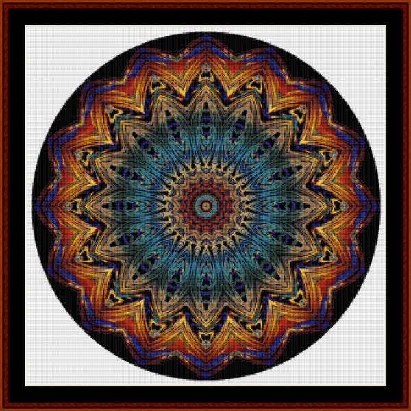 Colorful mandala Counted Cross Stitch Pattern by Cross Stitch Collectibles on a white background
