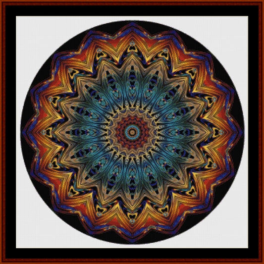 Colorful mandala Counted Cross Stitch Pattern by Cross Stitch Collectibles on a white background
