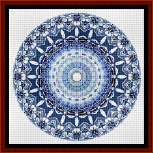 Blue and white mandala Counted Cross Stitch Pattern by Cross Stitch Collectibles