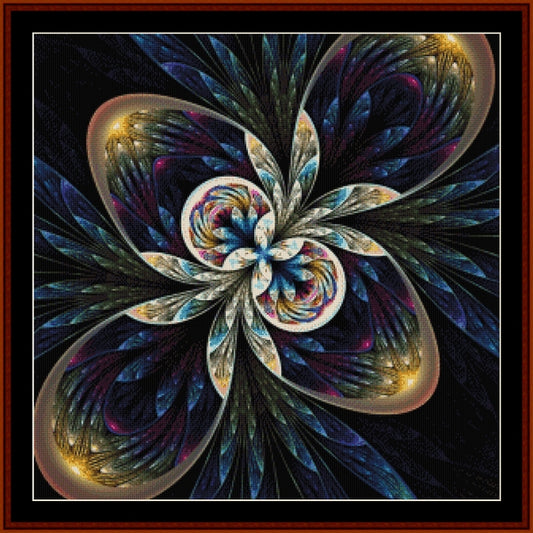 Colorful fractal Counted Cross Stitch Pattern by Cross Stitch Collectibles with a dark background