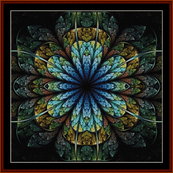 Colorful mandala Counted Cross Stitch Pattern by Cross Stitch Collectibles with a dark border