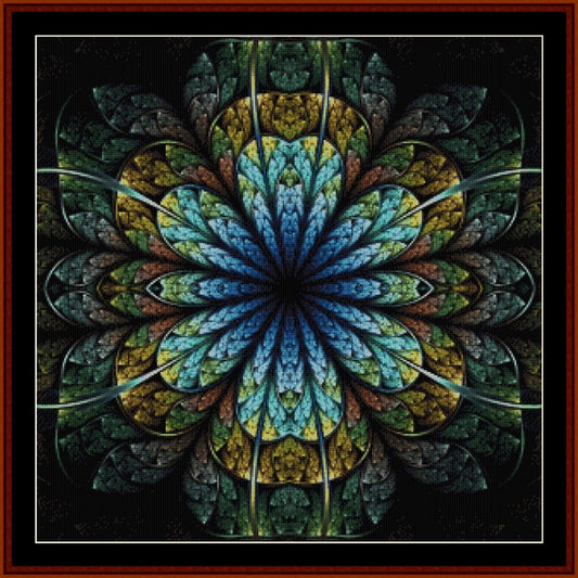 Colorful mandala Counted Cross Stitch Pattern by Cross Stitch Collectibles with a dark border