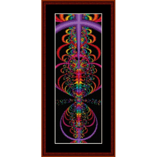 Colorful fractal Counted Cross Stitch Pattern by Cross Stitch Collectibles on a black background 