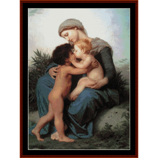 Counted Cross Stitch Pattern by Cross Stitch Collectibles of a woman holding a child in a natural setting