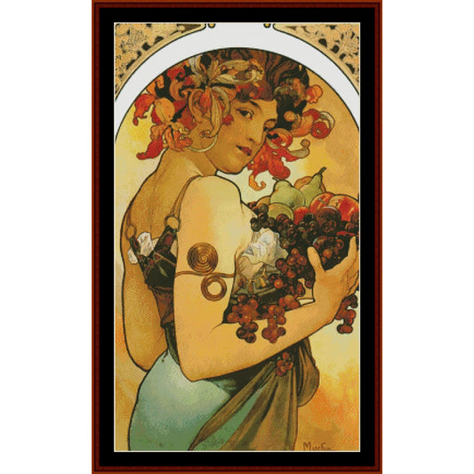 Counted Cross Stitch Pattern – Fruit 1897 by Alphonse Mucha - Cross Stitch Collectibles